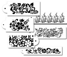 6 Pc Cake decorating Stencils for Airbrush Paint Icing Frosting Fondant FLOWERS