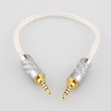 Pure Silver 2.5/3.5/4.4mm Jack Plug Male to Male Audio Adapter Cable AUX Cable