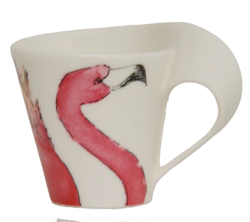 Tazze Tazzine Caffè Fenicottero con Piattino Villeroy & Boch NWC in Porcellana, fotografia 7 di 7