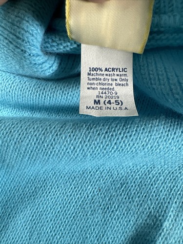 NEW OLD STOCK Vintage 80s ESTATE Fun Connections Girls M (4/5) Blue L/S Sweater - Picture 4 of 6