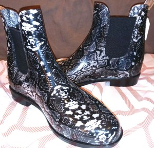 Black patent snakeskin boots Clearance