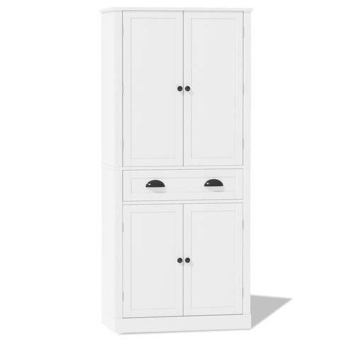 Buffetschrank Vorratsschrank Küchenschrank Stauraum Mit 4 Türen 1 Schublade Weiß - Bild 9 von 13