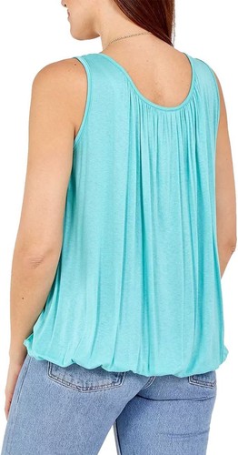 Women’s sleeveless top – Ladie’s Plain Round Scoop Neckline Bubble Hem Vest Top - Picture 6 of 35