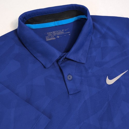 Nike Golf Mens - Mobility Camo Jacquard Polo Deep Royal Small Vented EUC