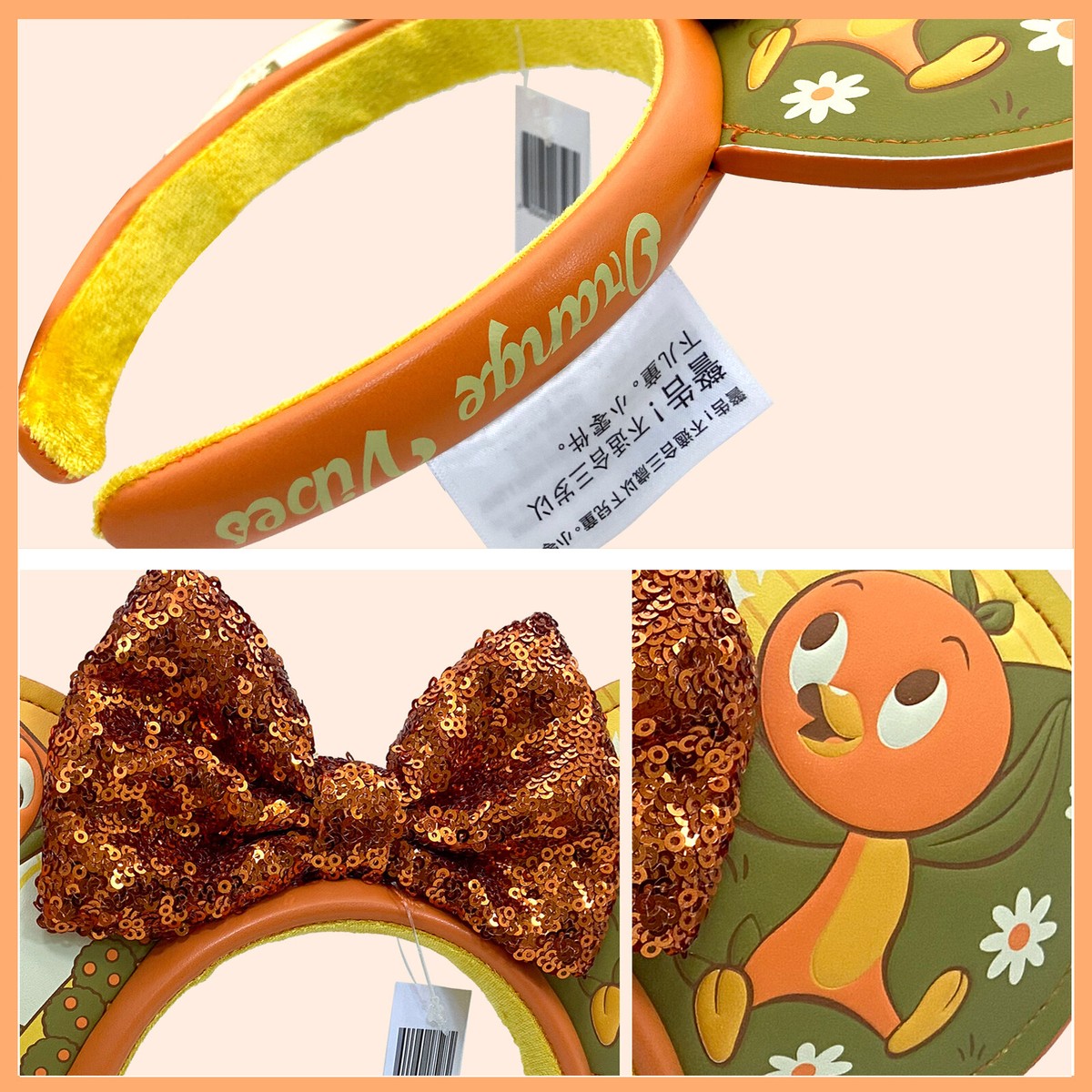 Authentic Disney ORANGE BIRD Sequin Bow Minnie Ears - NWT Disney Parks Epcot Flower Garden Festival Orange Bird Mickey  main image 4