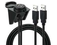 USB Panel Flush Mount Cable , Dual USB 2.0 Extension Vehicle-mounted ext cables