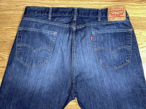 Levi’s 505 normale Passform gerade Denim Jeans Herren Größe 42 x 30 dunkle helle Waschung gebraucht, in einwandfreiem Zustand - Bild 7 von 16