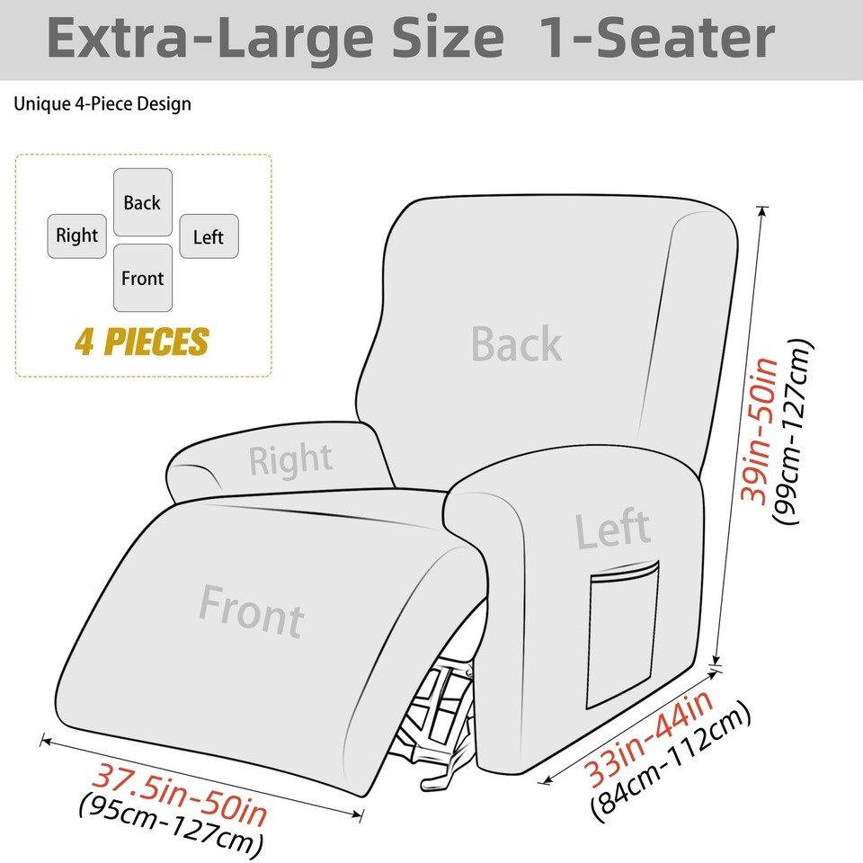 XL Size Velvet Recliner Chair Covers Slipcover Extra Large Soft Sofa