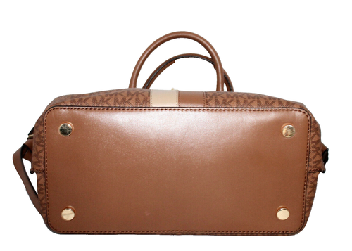 MICHAEL KORS Hamilton Legacy Large Logo Stripe Belted Satchel Tan Brn 30S2G9HS7B - Picture 9 of 9