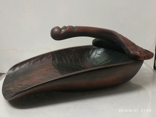 Vintage Maori Paua Shell Wood Scooper,12.5"x7",Collector Piece - Picture 3 of 5