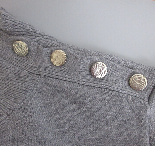 Kirundo Sweater Size Large Gray High Round Neck Button Shoulder Long Sleeve Soft - Bild 4 von 8