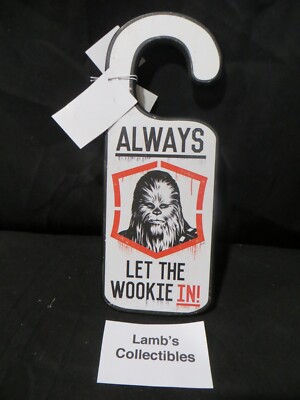 Star Wars ''Let The Wookie In'' Door Hanger Wood Sign Plague Kids Room Double Side