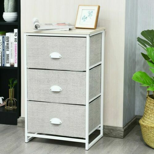 3/4 Tier Fabric Nightstand Bedside Storage Cabinet With Folding Drawers Home Zapewnienie jakości, tanie