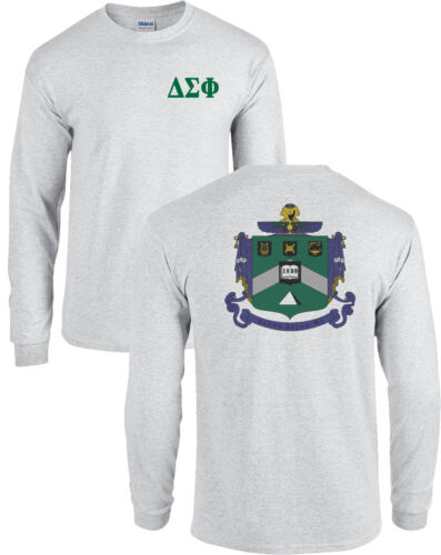 Delta Sigma Phi Fraternity Crest Mangas Largas Camisa Escudo de Armas - NUEVO - Imagen 3 de 3
