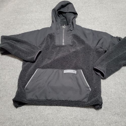 Under Armour Jacket Mens L Anorak 1/4 Zip Pullover Mission Boucle Hoodie
