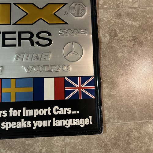 RARE. Vintage Wix Foreign Car Filters Stamped Aluminum Advertising Sign 26x24 - Picture 8 of 12
