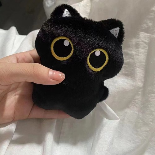 Stuffed Cat Plush Small Black Stuffed Cat Plush Doll Keychain Accessories - Picture 9 of 12