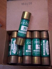 10) NEW CEFCO 60 AMP RENEWABLE TIME LAG FUSES 250 VOLT OR LESS REN60 BOX OF 10