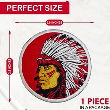 Native American Red Indian Chief Head Iron On Patch-Sew Patch-Embroidered Patch
