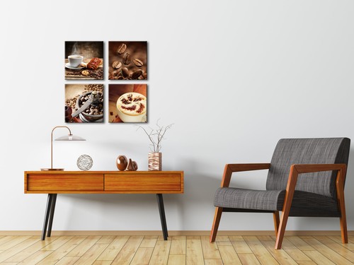 Modern Canvas Prints Painting Pic Poster Wall Home Coffee Cafe Decor 4PC Framed - Picture 3 of 10