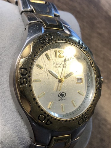 Fossil Watch 100 Meters Men's Quartz All Stainless Luminous Hands New Battery - Picture 14 of 16