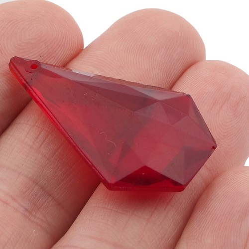 Czech vintage red pentagon Chandelier lamp Prism pendant bead 1.4" - Picture 4 of 4