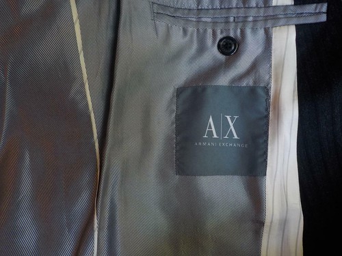 ARMANI EXCHANGE A/X Black Striped 2 Button Blazer-Cotton Blend-SZ 44R - Picture 7 of 7