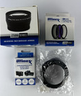 Lot/4 Ultimax 58Mm Camera Accessories. 2.2x Lens, Filter Kit, Battery, Hood Nib