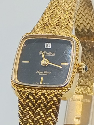 Non-working Vtg Dufonte Lucien Piccard Diamond Gold Plated Ladies Dress Watch - Picture 12 of 13