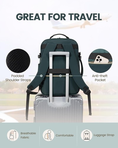 40L Travel Backpack, Airline Approved Carry-On, Fits 17" Laptop, Weekender Bag - Picture 4 of 16