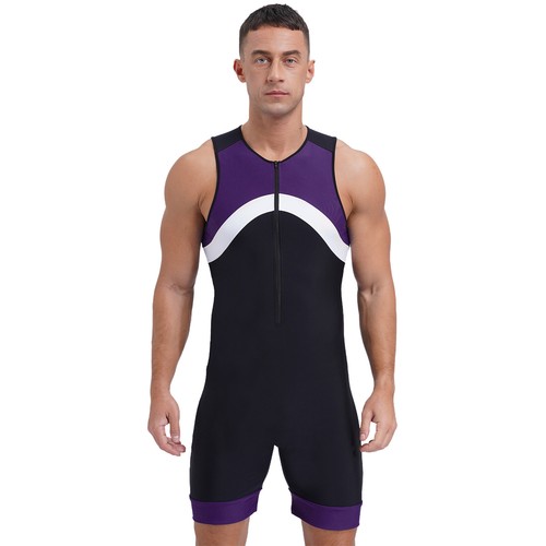 Men's One Piece Swimsuit Swimming Costume Bathing Suits Athletic Short Jumpsuit - Picture 57 of 60