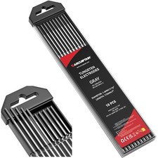 TIG Welding Tungsten Electrode 10-Pack 1/16"x 7"Grey - 2% Ceriated WC20/EWCe-2