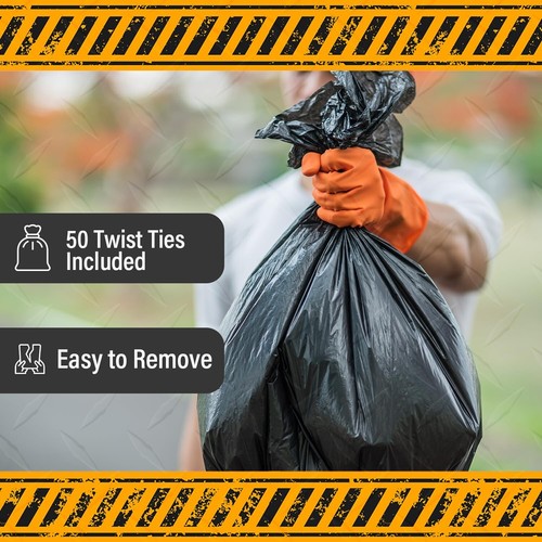 Extra Heavy Duty Black Contractor Garbage Bags 55 Gallon, 50 Trash Bags, Cons... - Picture 4 of 9