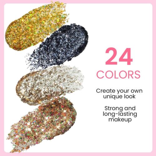 evpct 24 Colors Glitter Sparkle Eyeshadow Makeup Palette Pallets For Women, - Picture 3 of 7