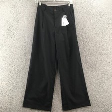 Cider Dress Pants Womens Medium Solid Black Wide Leg High Rise Zip Fly NEW