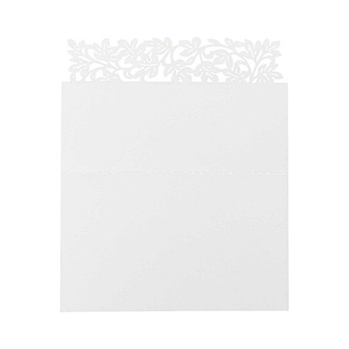 50 WHITE Paper Table Name PLACE CARDS Laser Cut Leaf Vine Design Party Events - Picture 8 of 8