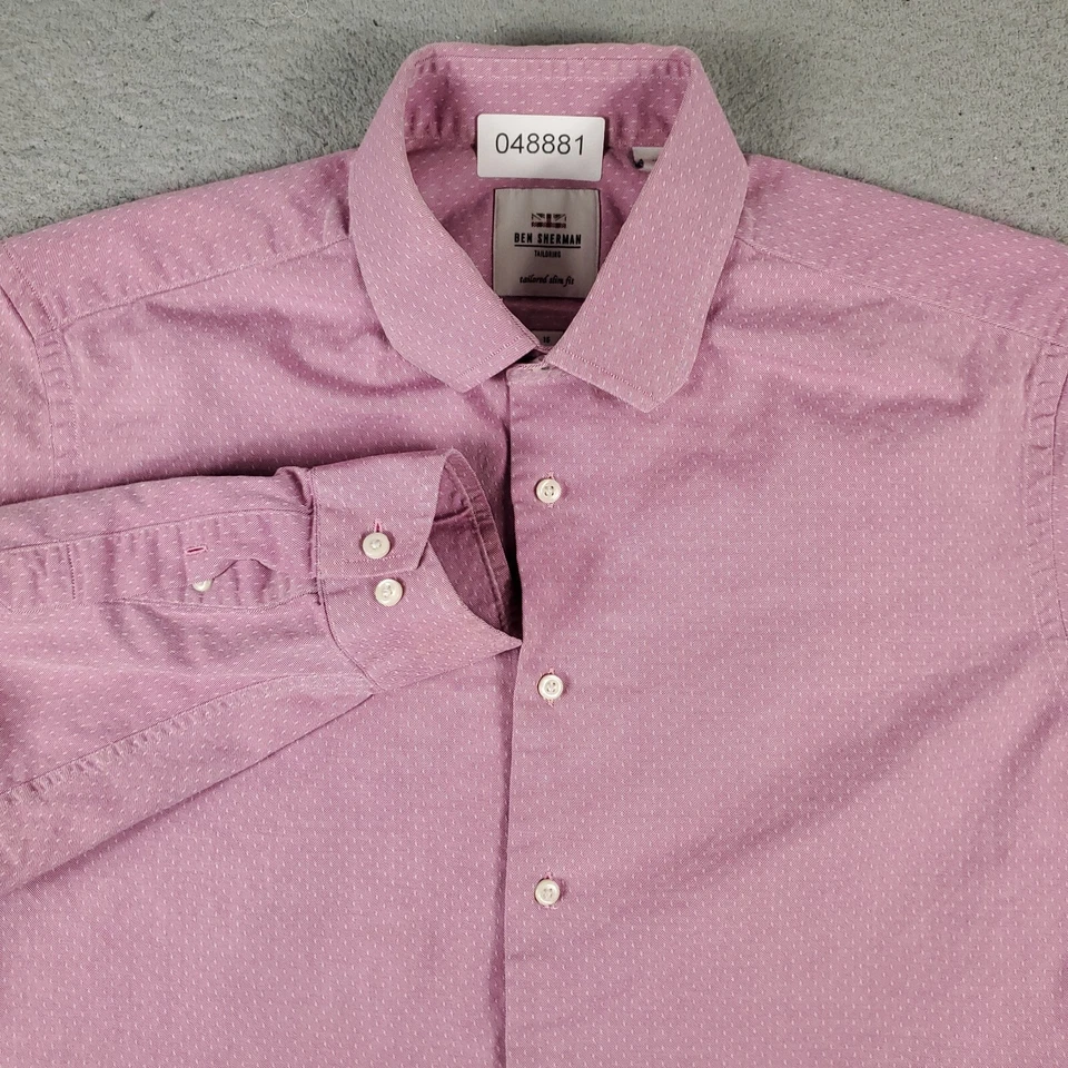 Camisa Ben Sherman Para Hombre Talla 16 Vestido Púrpura Abotonada Manga Larga * Foto 2 de 4