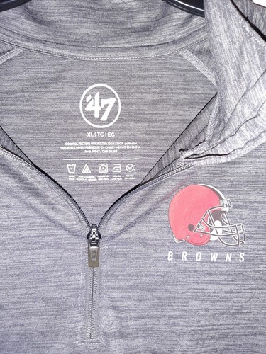 NFL Cleveland Browns Pullover Men's XL Long Sleeve 1/4 Zip Logo Brown '47---NWOT - Picture 2 of 3