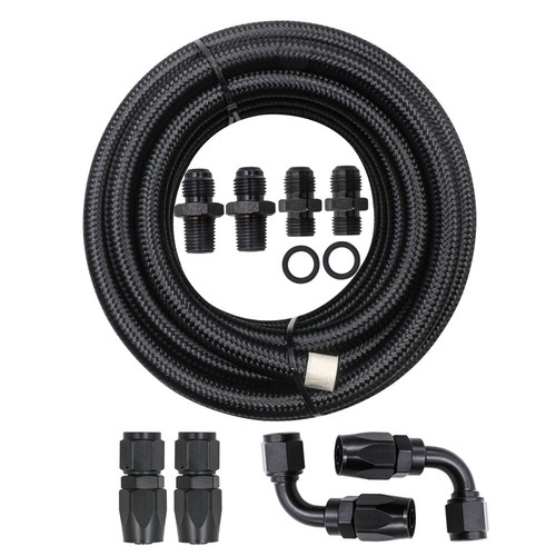 For 4L60E 4L65E Automatic Transmission Cooler Line Kit Black 6AN Steel Braided - Picture 3 of 6