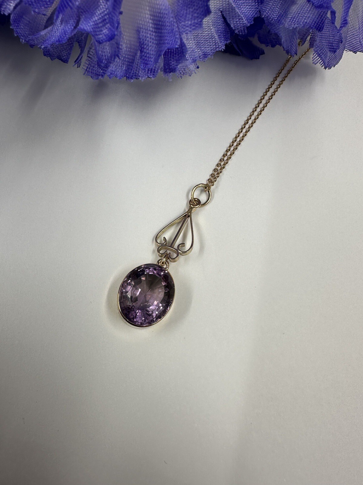 Beautiful Large Amethyst 9ct Pendant