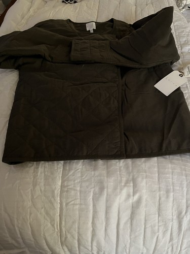 Leith Jacket Woman’s Quilted Snap Army Green S NWT - Picture 2 of 7