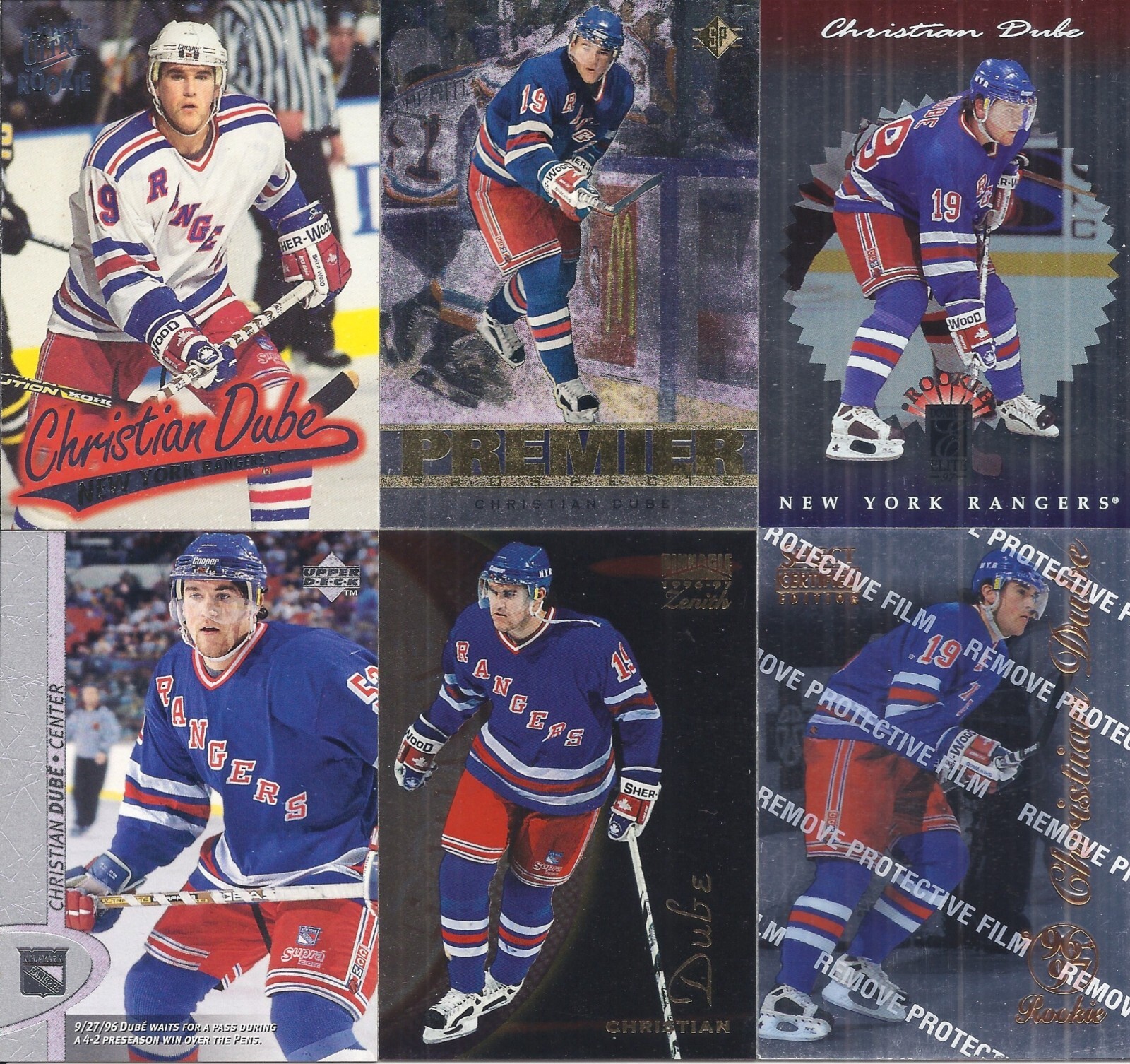 Christian Dube 1996-97 Upper Deck, UD SP, Zenith, Elite, Select & Ultra Rookies