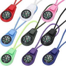 Multi-Color Mini Survival Compass Outdoor Camping Hiking Pocket Compass- 9 Pcs