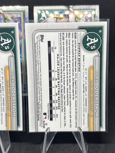 2024 Bowman Chrome #15 TYLER SODERSTROM Rookie Mega Box Mojo Refractor LOT (4) - Picture 5 of 7