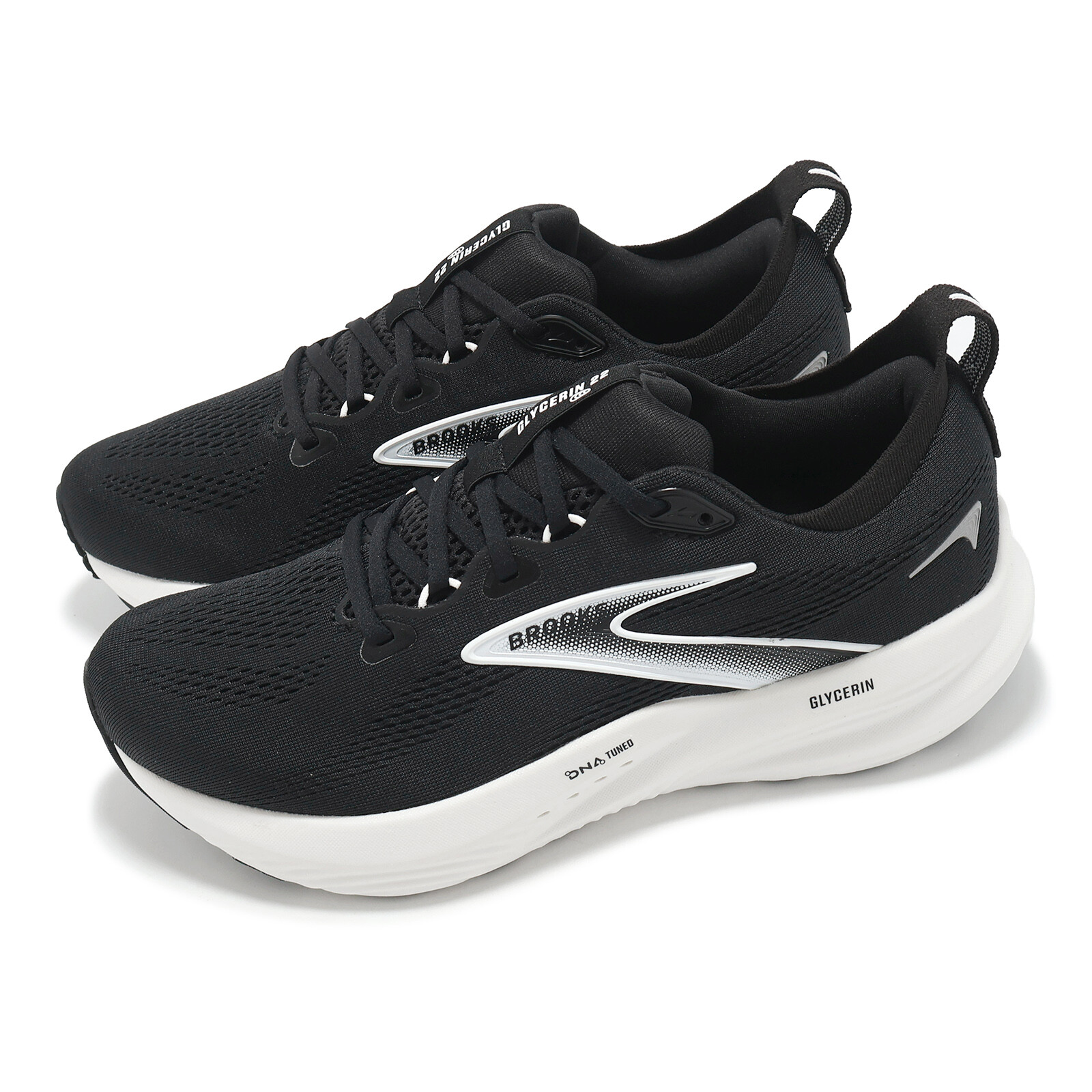 Мужские дорожные кроссовки Brooks Glycerin 22 2E, широкие, черные, серо-белые, 1104452E-090