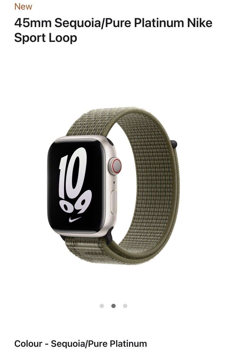 Genuine Apple Watch Nike Sport Loop Band Sequoia / Pure Platinum 49mm 45mm  44mm | eBay