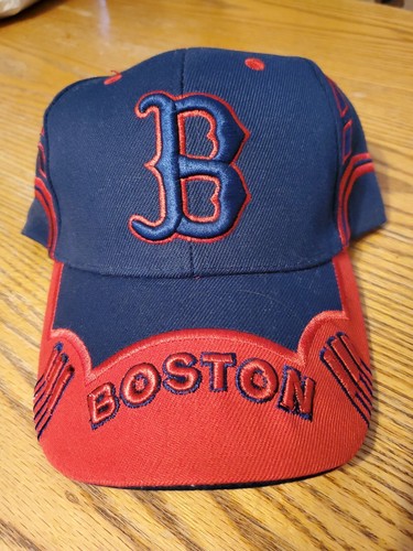 Fancy Boston Red Sox Blue/ Red Strapback Hat Cap Logo NWoT - Picture 1 of 5