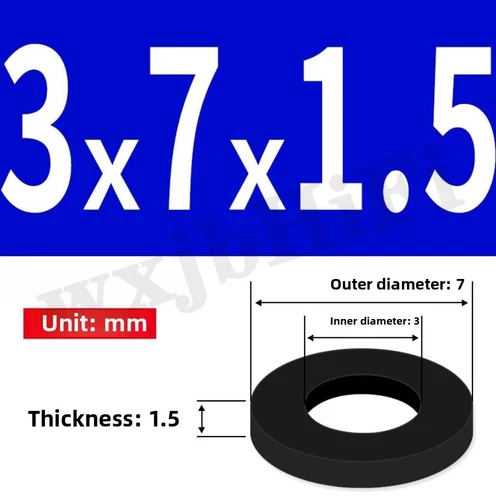 3mm0.12" ID x 7mm0.28" OD x 1.5mm0.06" Thick Rubber Flat Washers Spacers Sealing