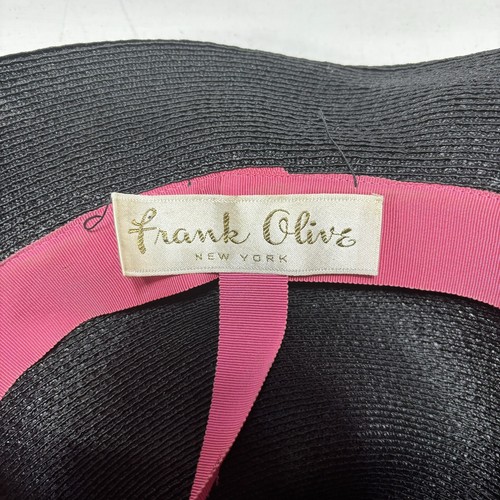 Vintage Frank oliv schwarz Strohhut gepunktetes Band 60er Jahre - Bild 2 von 8