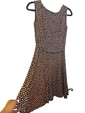 SALE - Brown & White Tiny Polka Dotted Poly Tank Dress - Perceptions - Sz. 8